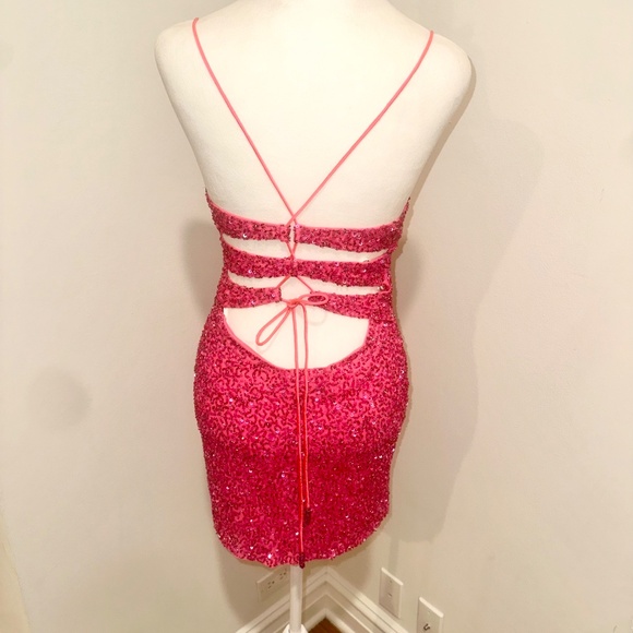 Retrofete Bright Pink Sequin Dress Size Small - Picture 3 of 4